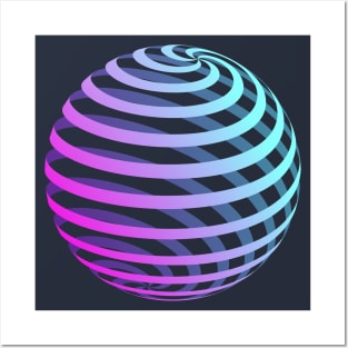 Neon spiral sphere Posters and Art